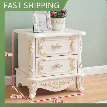 bedside drawer cabinet side table for bedroom white wood night stand with organizer desk 2 layer bed frame save space