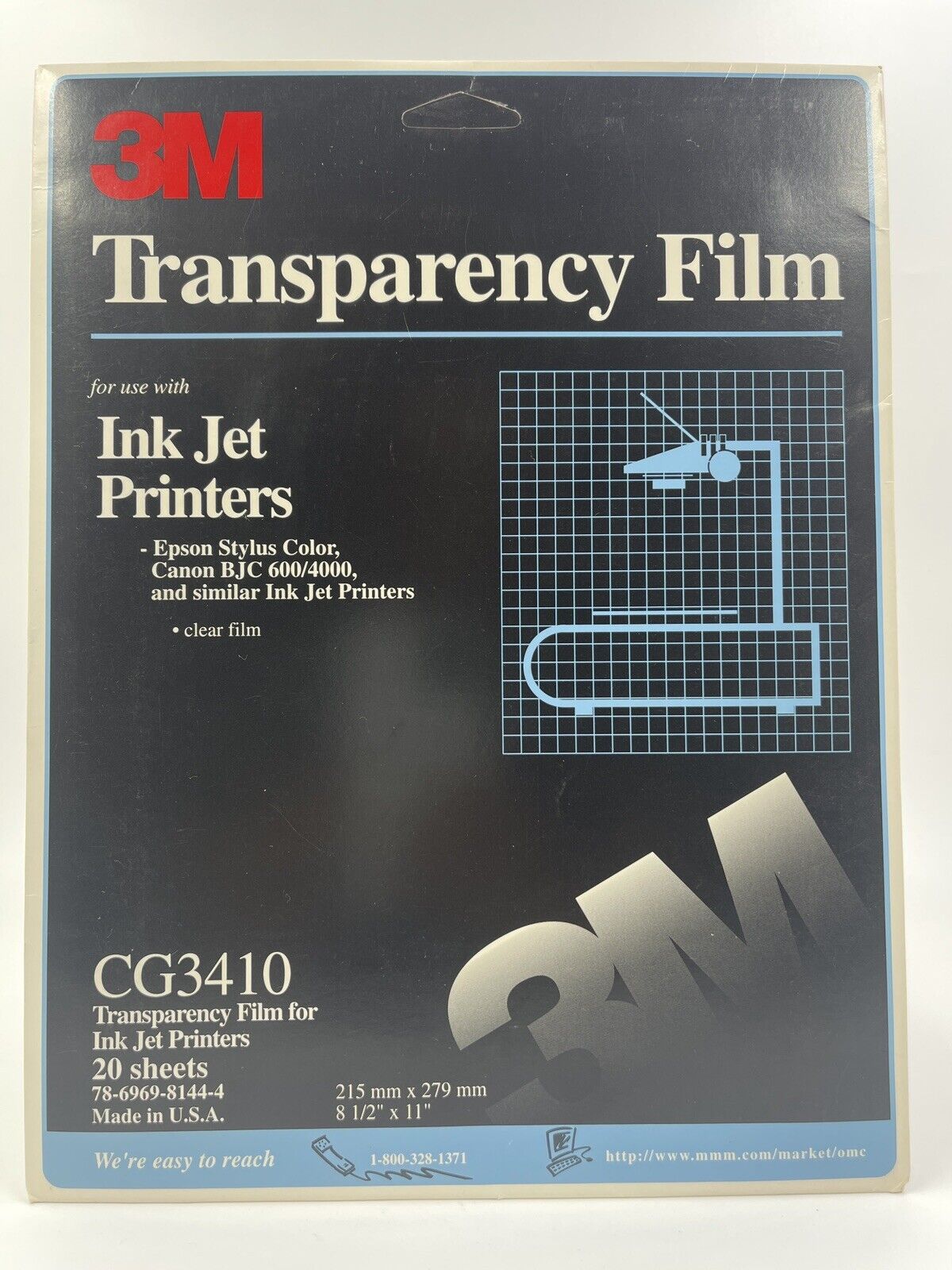 3M CG3410 Ink Jet Transparency Film for Canon and Epson Printers, 50 sheets