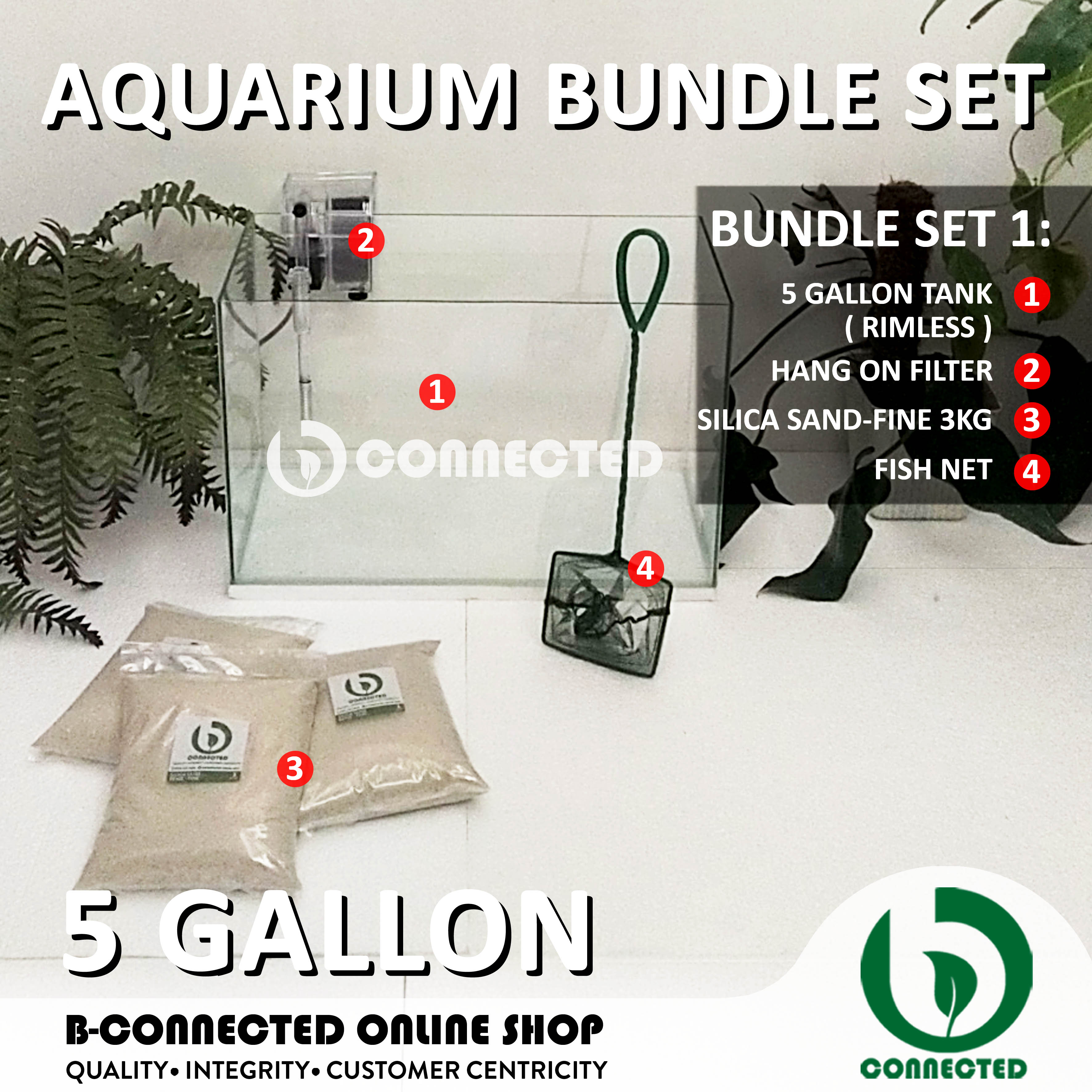 AQUARIUM FISH TANK 2.5 & 5 GALLON BY BCONNECTED / GLASS TANK WITH