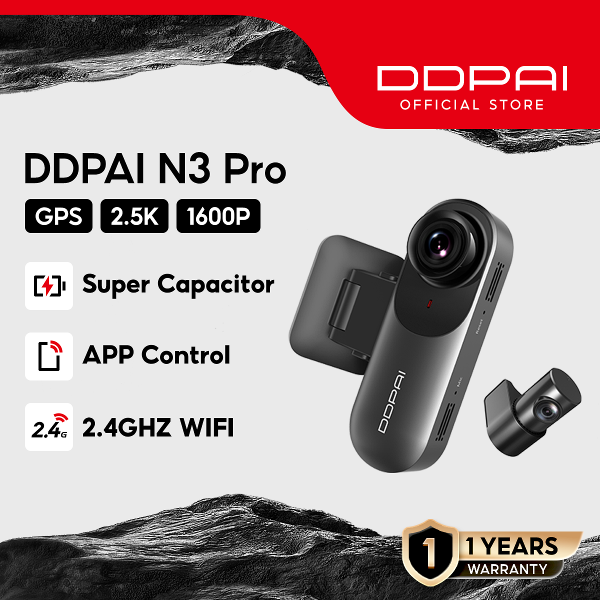 DDPAI Mola N3 Pro GPS DashCam 1600p 2K QHD Night Vision 140° 24hrs Parking Monitor Dashcam Pre order