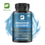 BEWORTHS Viên nang Magiê Glycinate 350mg với Black Pepper cho sức khỏe xương thần kinh và cơ bắp Chức năng thư giãn Giảm căng thẳng 60 Viên nang thuần chay
