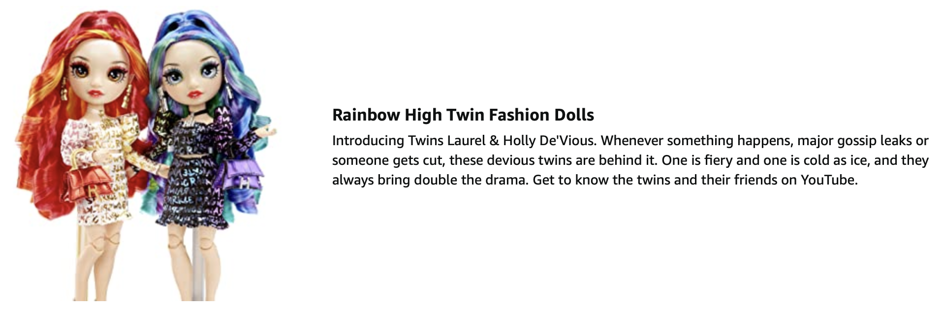 Rainbow high twins Laurel Holly devious