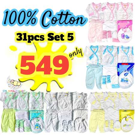 Cotton 31pcs Set 5 Newborn Infant Baby Clothes | 100% Cotton