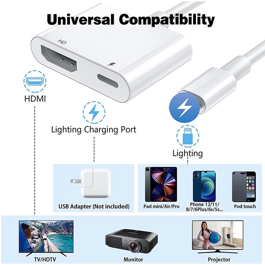 OPERATION X Lightning to HDMI Adapter For iPhone iPad Lightning to