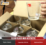 High-quality 6-piece clear glass mug set for aesthetic coffee