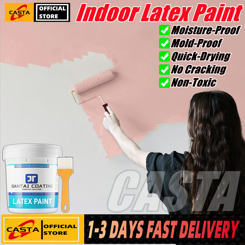 👉1KG👈Latex Paint for Home Use - Self-Applying Interior Wall Paint, White/Pink/Yellow/Blue/Green/Gray, Eco-Friendly, Wall Renovation Coating - Philippines