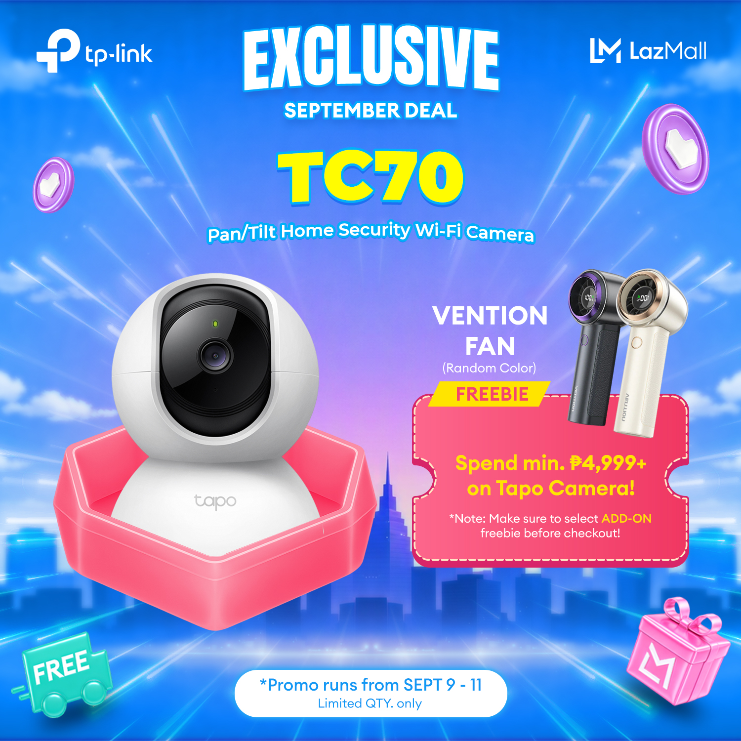TP-Link Official Store / Tapo TC70 / 1080p Indoor 360 Degrees Pan and Tilt Wireless WiFi IP Security CCTV Sale Hidden Camera Connect to Cellphone Two Way Audio with Mic and Speaker