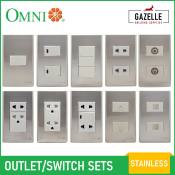 Omni Wide Series Switch - Stainless Steel Plate, White/Ivory