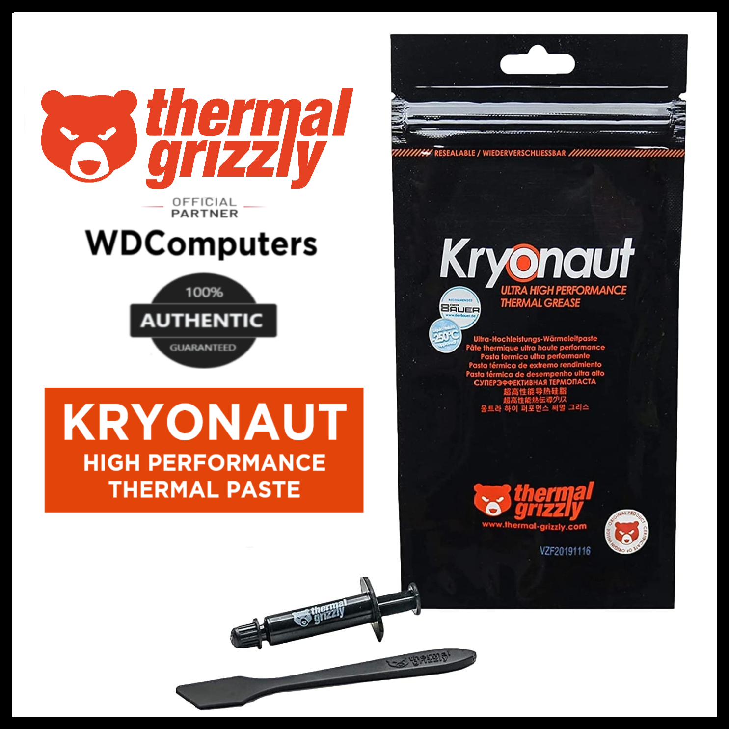 Thermal Grizzly Kryonaut Extreme The High Performance Thermal Paste for Cooling  All Processors, Graphics Cards and Heat Sinks in Computers and Consoles (2  Gram)