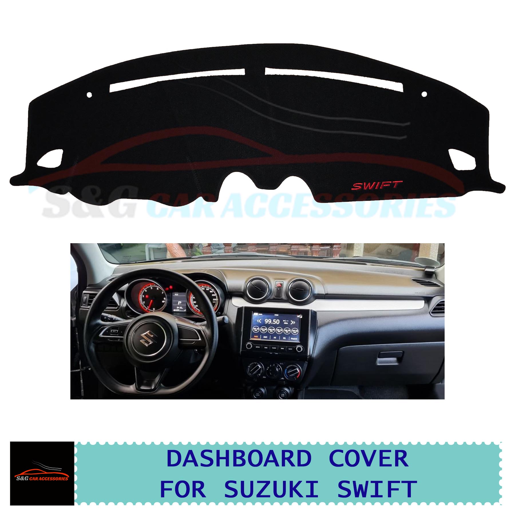 DashMat Original Dashboard Cover Suzuki Samurai (Premium Carpet, Black) - 4