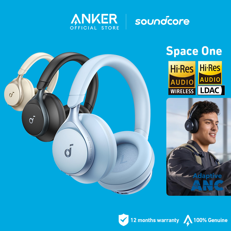 Soundcore by Anker, Space One, Bluetooth 5.3 ANC Headphones, 2X Stronger Voice Reduction, 40H ANC Playtime, App Control, LDAC Hi-Res Wireless Audio, Comfortable Fit, Clear Calls ราคา 2,990 บาท*ส่งฟรี