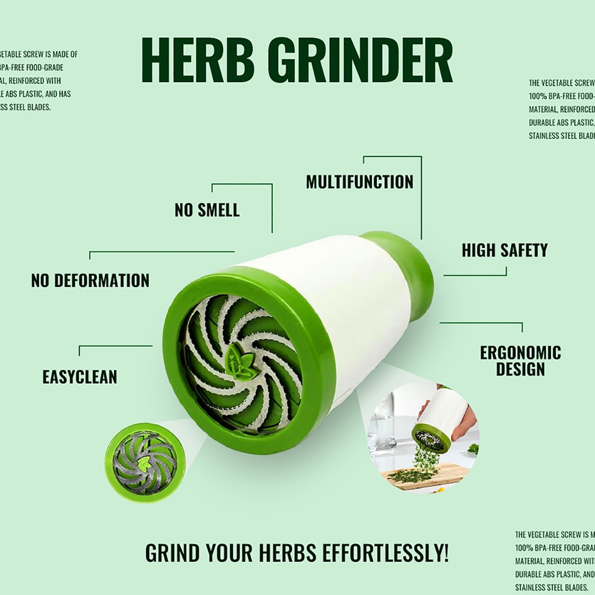 Herb Grinder Spice Vegetable Mill Shredder Chopper Cutter Parsley Cilantro  Tool