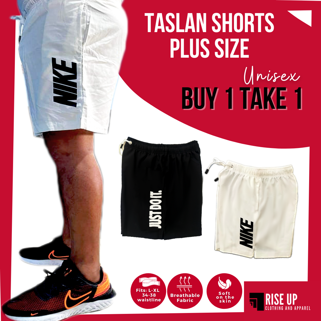 RISE UP CLOTHING - SET OF 5 Double Plus Size Taslan Shorts (Unisex) - XL to  2XL, 40 - 44 Waistline
