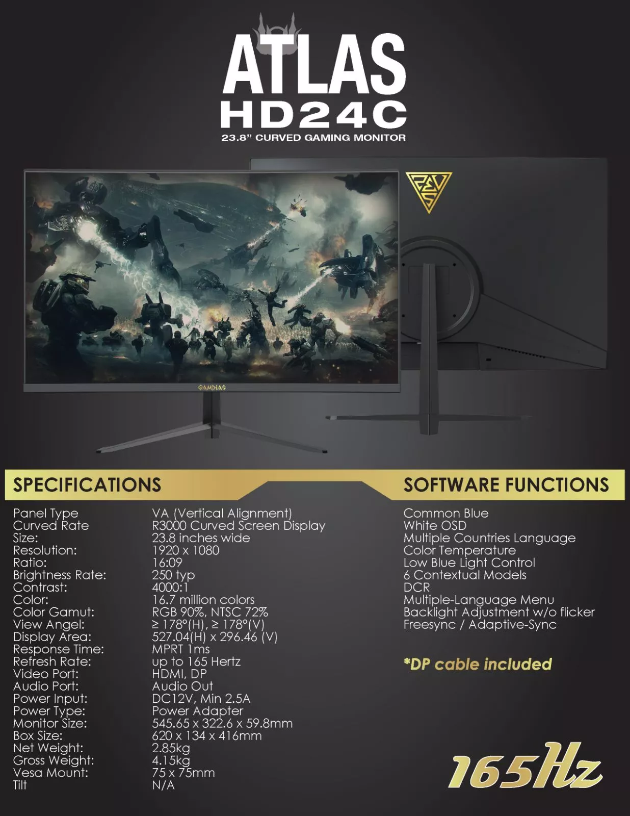 Netcodex Ph Gamdias Atlas Hd C Gaming Monitor Inches R Curved Va Hz Full Hd X