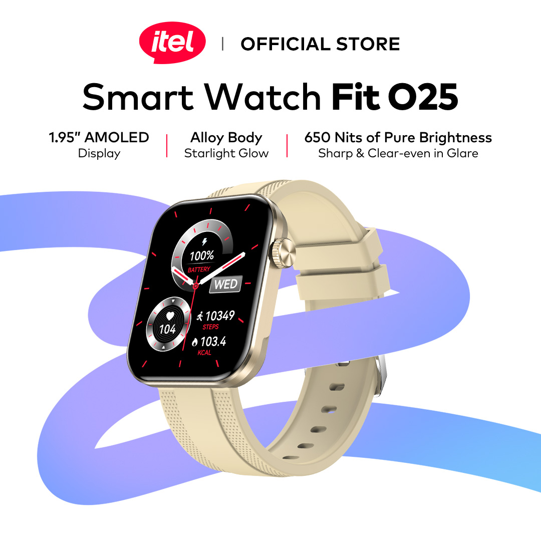 itel O25 Smart Watch Fit / 1.95" AMOLED / Metal Crafted / IP68 Water Resistance / 650nits Brightness