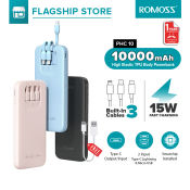 Romoss 10000mAh Power Bank with 3 Built-in Cables