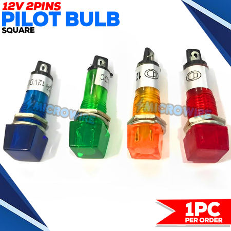 Pilot Bulb 12Volts 2Pins  Blue/Green/Orange/Red