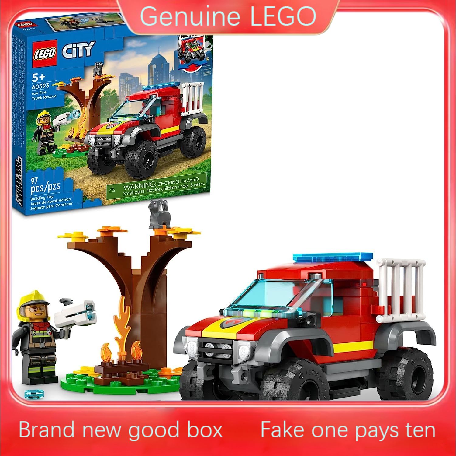 LEGO City 4x4 Fire Engine Rescue Truck Toy Set 60393 