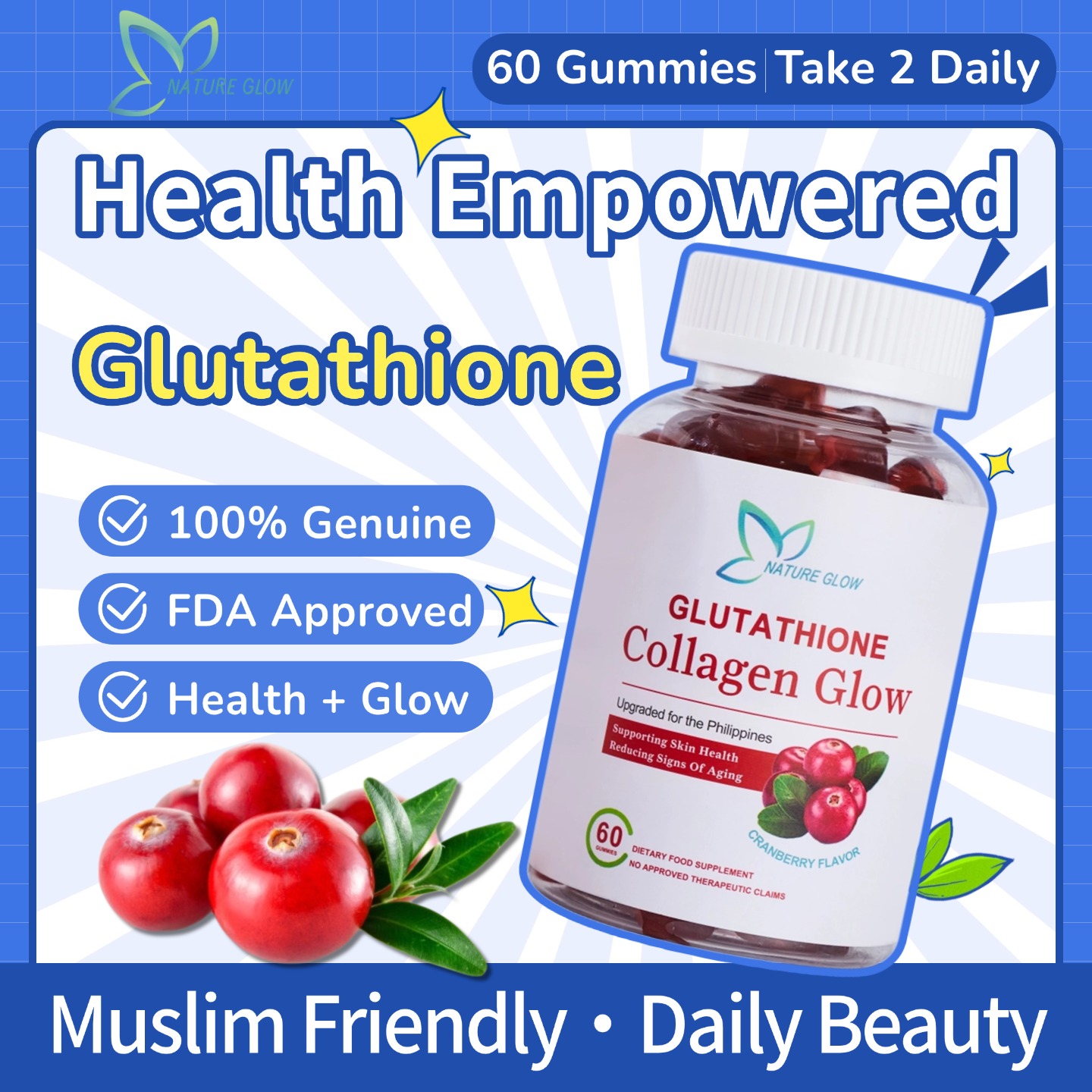is nature glow glutathione fda approved Hyaluronic Acid Niacinamide Gummies Reinforces Skin Barrier Enhances Skin Luminosity YouTheory Cellular Defense Liposomal L-Glutathione Capsules Size:25 Case