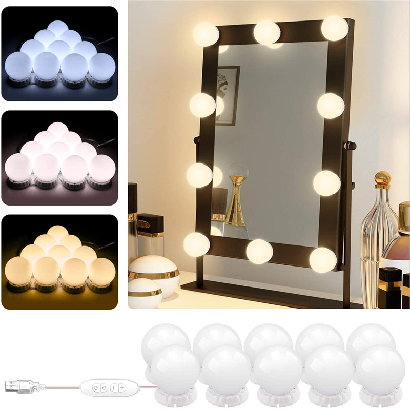 Hollywood Style Led Vanity Mirror Lights Kit With 10 Dimmable Light Bulbs For Makeup Dressing Table And Usb Plug In Lighting Fixture Strip Lightled Vanity Mirror Lightled Light Kit Makeup, Vanity Mirror With Light Bulbs Around It