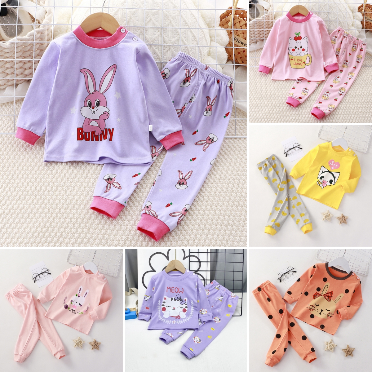 Hundred Acre Cuties, hunny & friends Pajama with Orange or Yellow Neck & Trim/Sleeves
