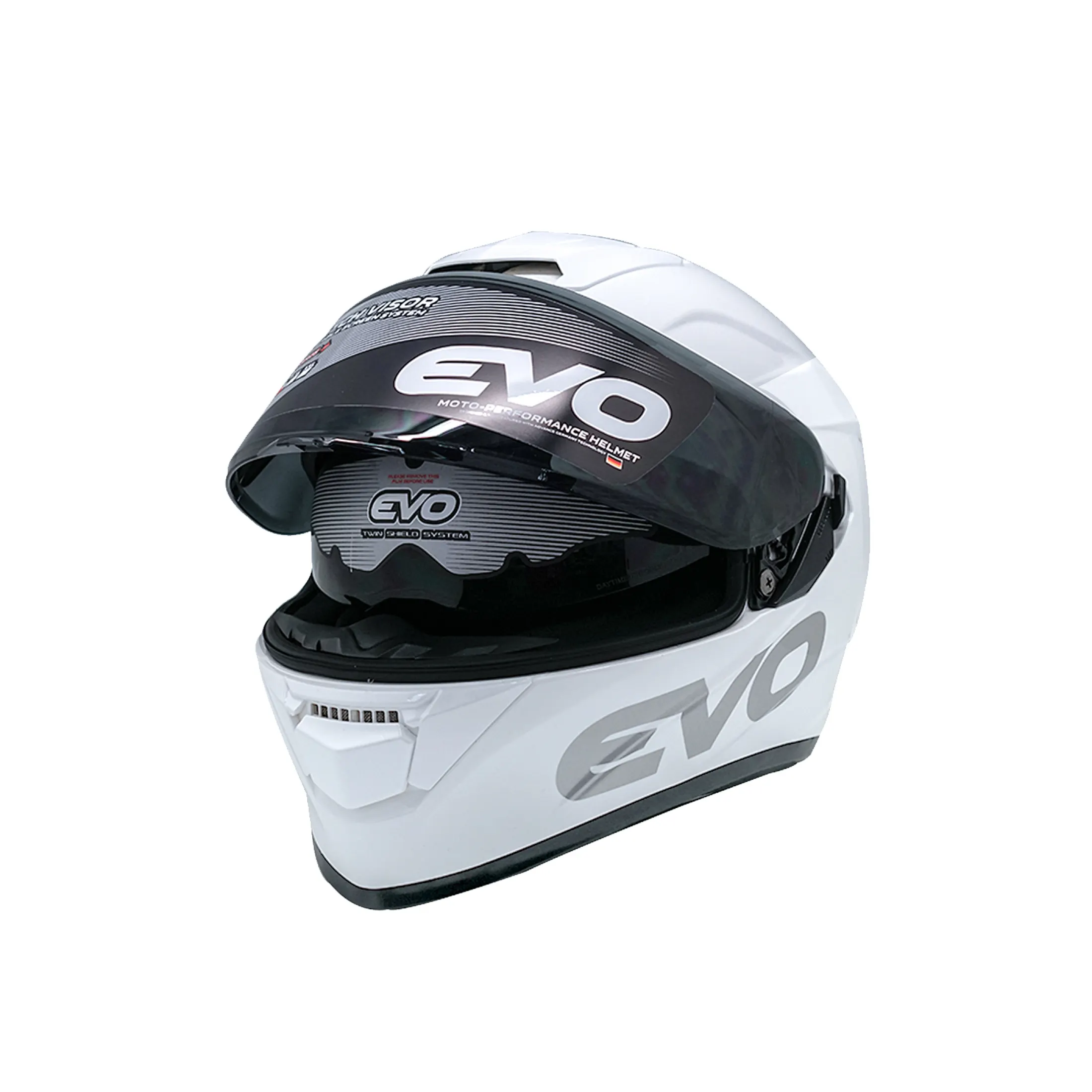 Evo Helmet Gt Pro Full Face Dual Visor Pearl White Large 59 60cm With Smoke And Clear Lens Lazada Ph