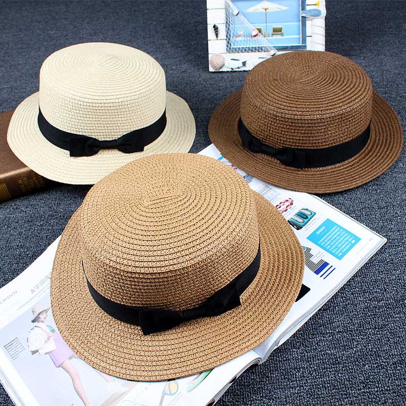 Boater Hat Top Straw Hats Wholesale Summer Women Straw Hat