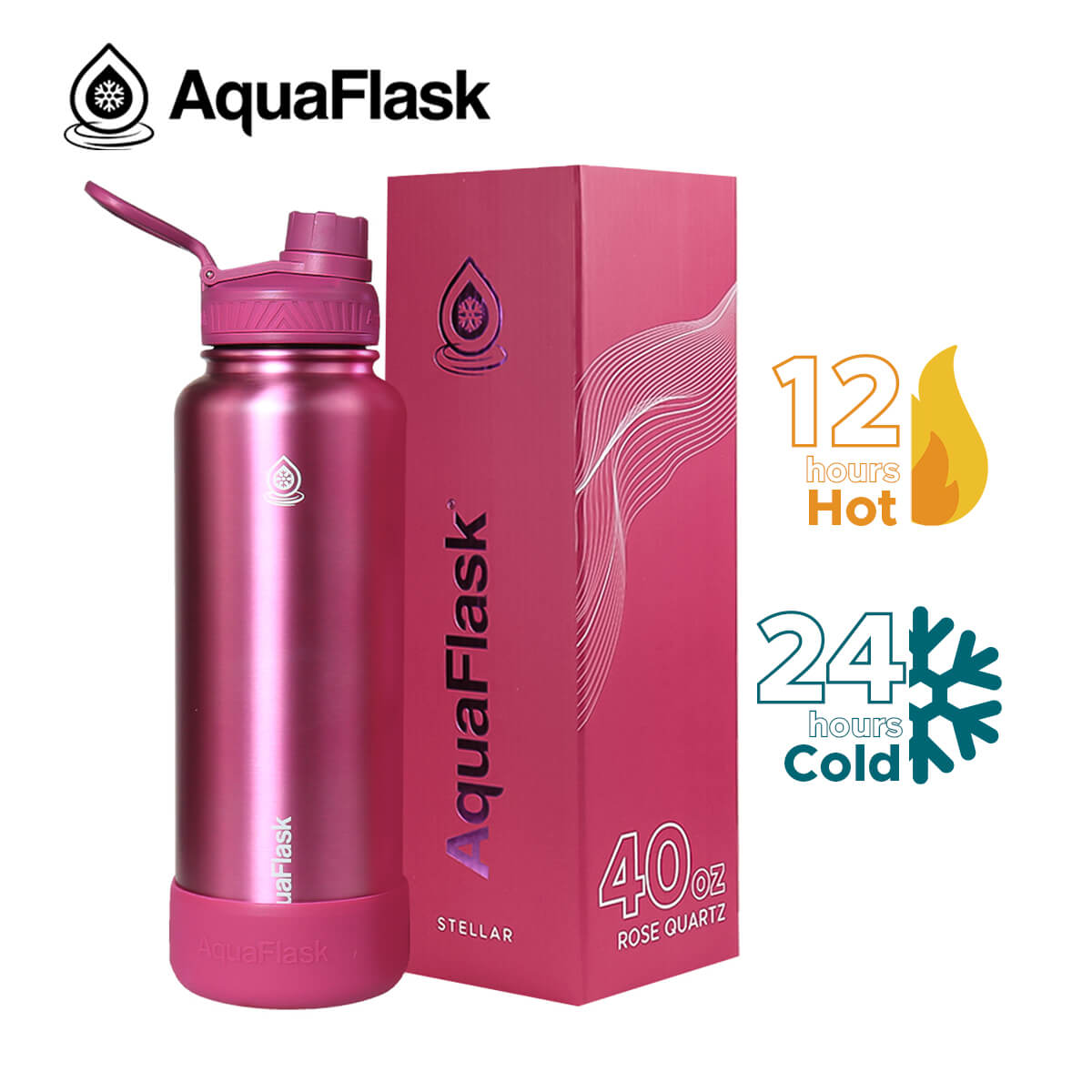AQUAFLASK 14oz 18oz 22oz 32oz 40oz Wide Mouth W Flip Cap Spout 