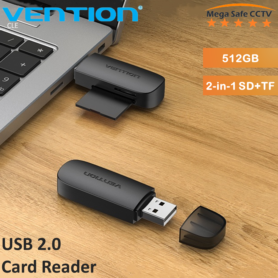 2-in-1 USB 3.0 A Card Reader(SD+TF) Black Single Drive Letter