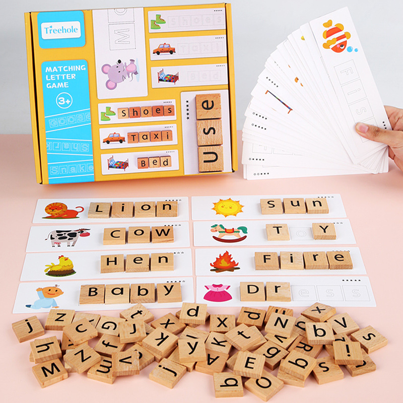 jigsaw puzzle letters Montessori wooden helps baby learn to spell English
