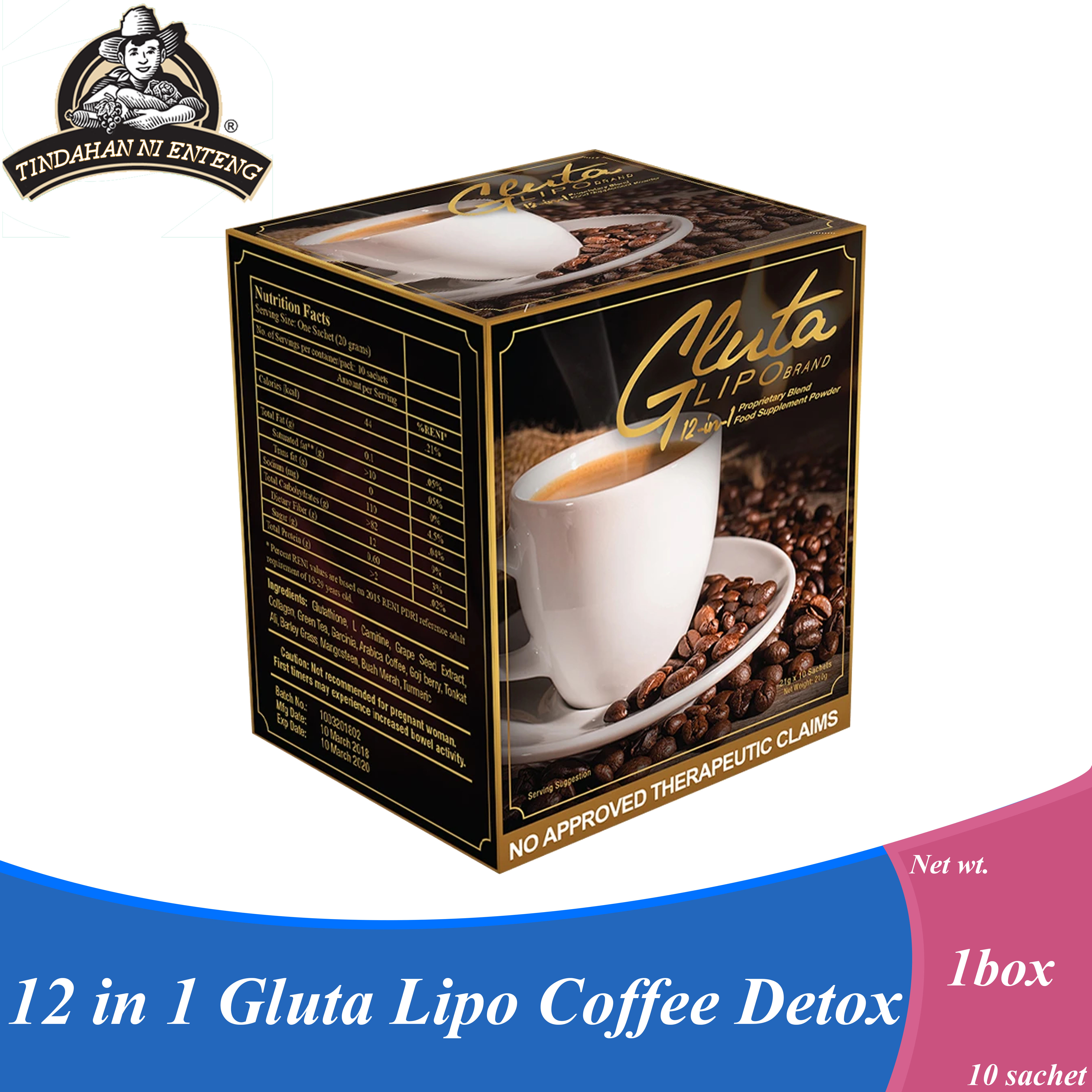 GLUTA LIPO COFFEE DETOX 12 in 1 Detox Coffee - 10 Sachets