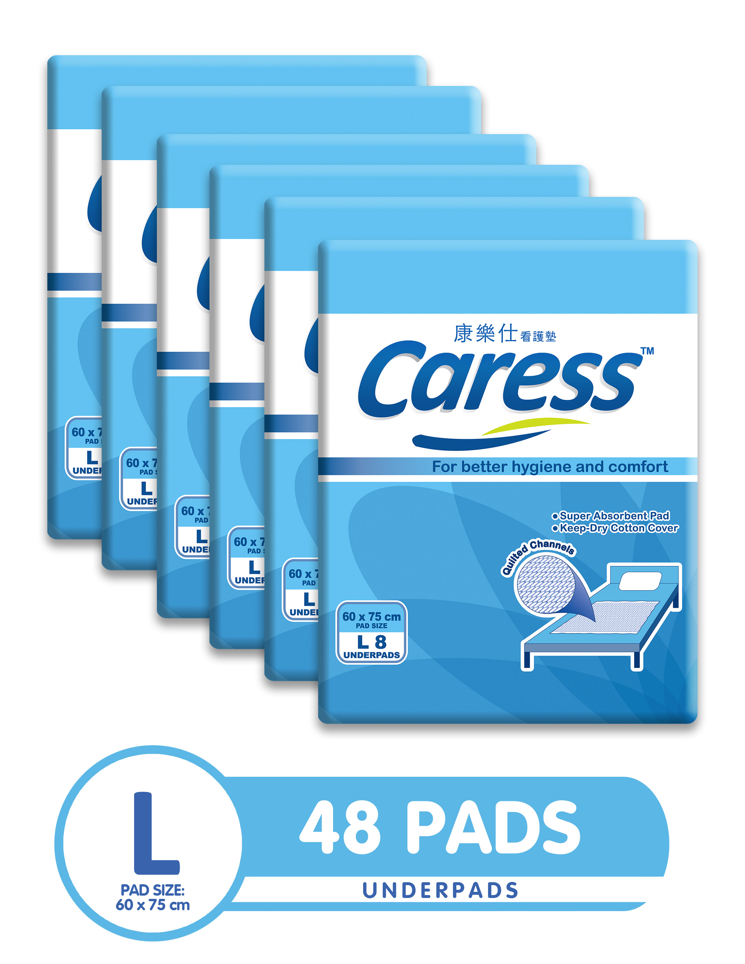 CARESS, Absorbent Pads Large 60cmx70cm Size 8 Pads