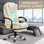 Siam Store Ergonomic Reclining Office Chair with Massage and Footrest