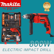 Makita 13mm Hammer Drill with Case and Accessories, 800W