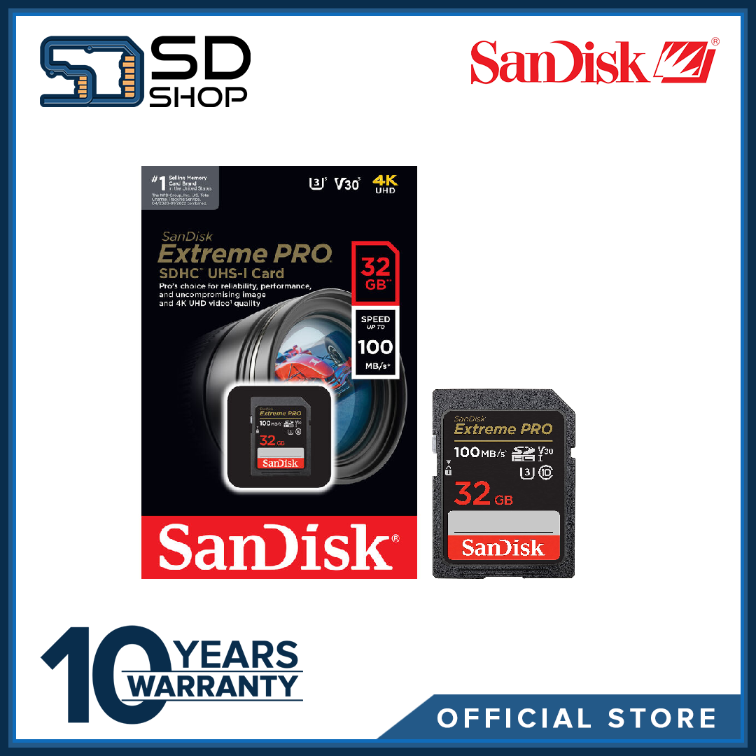 SANDISK - Carte Mémoire SDHC Sandisk Extreme Pro 32 Go jusqu'à 100 Mo/s,  UHS-I