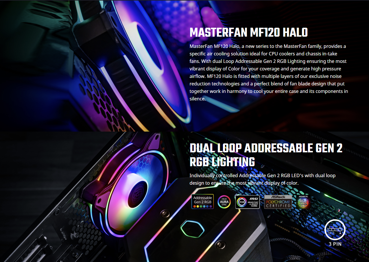 Buy Cooler Master MasterFan MF120 Halo Duo-Ring Addressable RGB