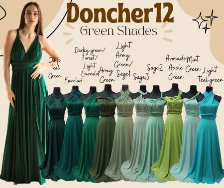 D12Trading Infinity Dress - Green Shades for Bridesmaids, All Sizes