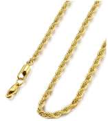 Gold Coated Stainless Steel Twist Rope Chain Necklace, 20 inches