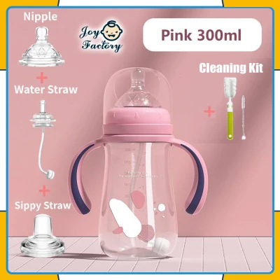 Baby's Bottle 1 Cup 3 Uses Silicone Nipples Sippy Straw Water Straw BPA Free Nursing Bottle Feeding Bottle Water Sippy Cup For Newborn Baby Infant Kids Baby Nursing Feeding Bottle Accessories 240ml 300ml Milk Bottle (16)