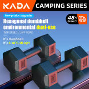 KADA Rubber Hex Dumbbell Set - Gym Fitness Equipment