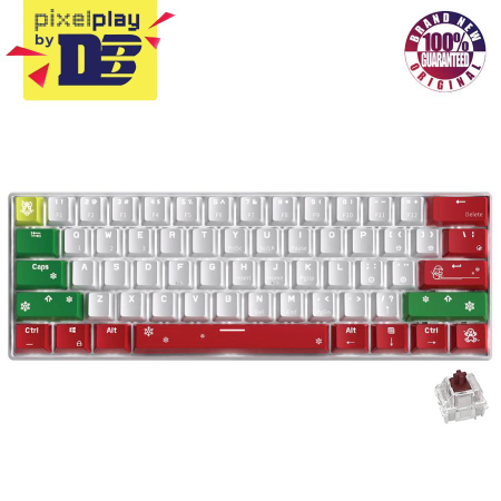 Royal Kludge RK61 Tri-Mode Rgb 61 Keys Hot Swappable Xmas Mechanical Keyboard White