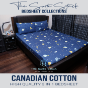 Premium Canadian Cotton Bed Sheet Collection - Geometric Blue