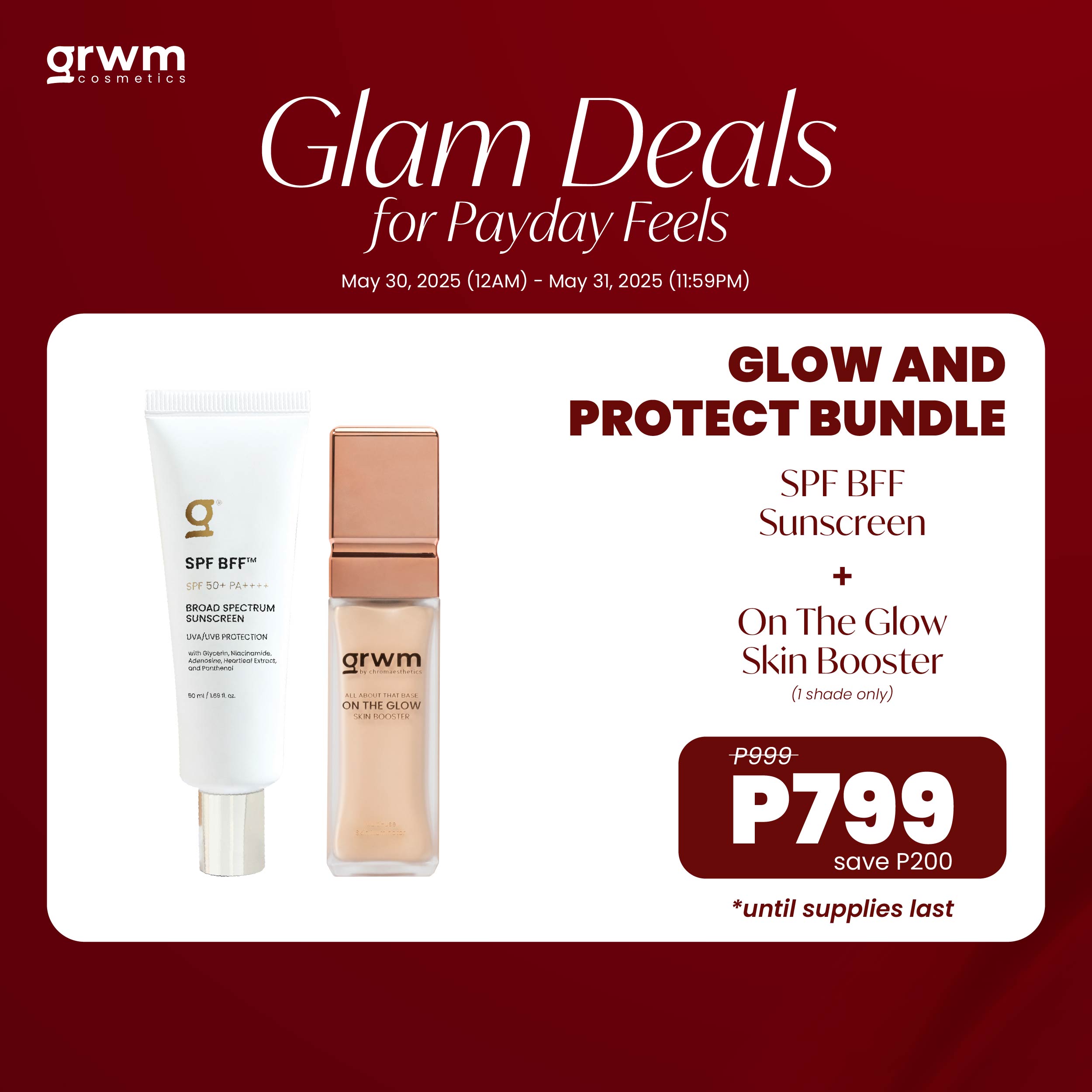 Discount on GRWM Cosmetics  shoes - SKU: GRWM Cosmetics Glow and Protect Bundle - SPF BFF Sunscreen + Illuminator