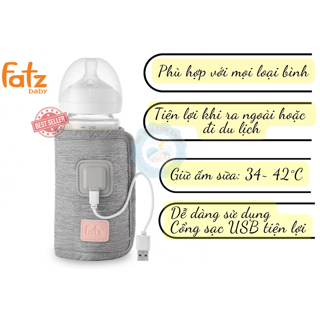 Dụng Cụ Hâm Sữa Di Dộng Cho Bé Fatz Baby - Bảo hành 12 tháng dây sạc không