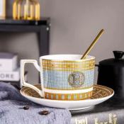 Luxury Bone China Gold Mosaic Coffee Cup Set