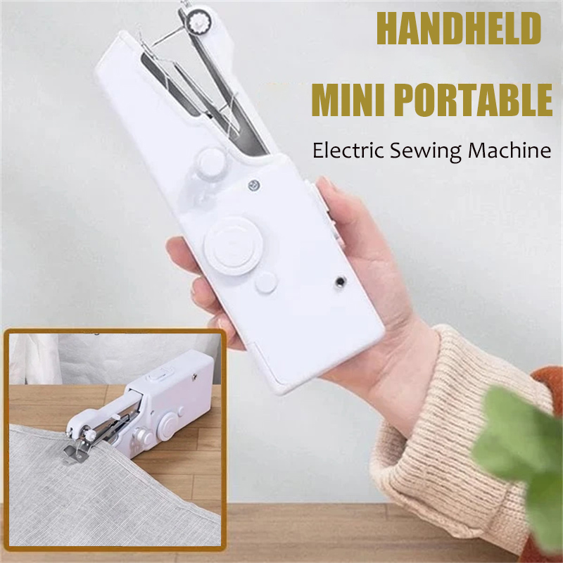 Mini Portable Hand Sewing Machine Quick Handy Stitch Sew Needlework  Cordless Clothes Fabrics Home Electric Sewing Machine