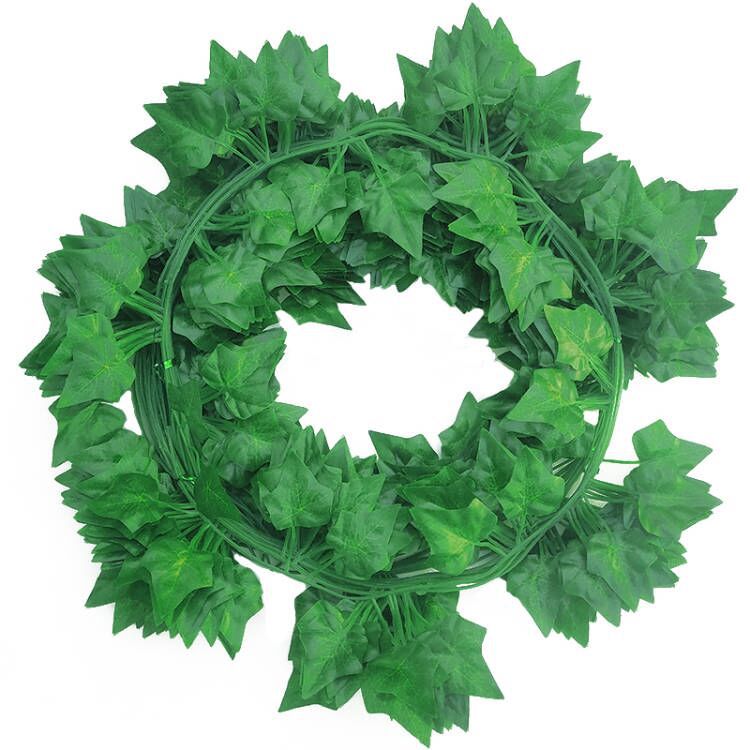 2M Artificial Plants Plastic Simulation Wall Climbing Vines Green Leaf Ivy  Rattan for Home Decor Wedding Party Bar Decoration
