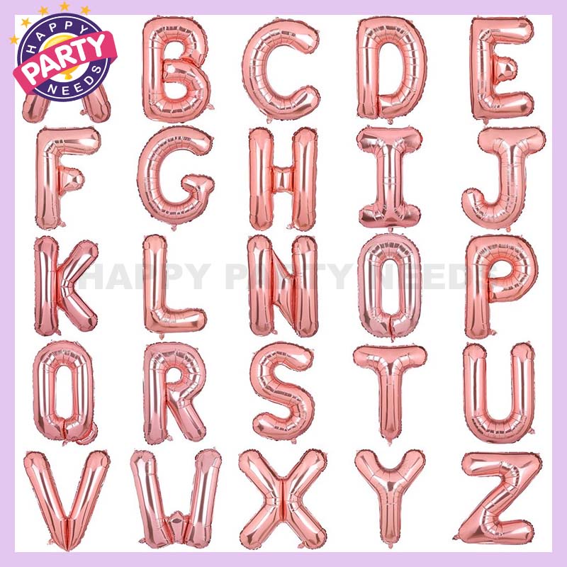 Rosegold 16" Foil Number & Letter Balloons - Party Supplies