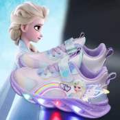 Elsa LED Shoes for Girls - Light Up Velcro Casual