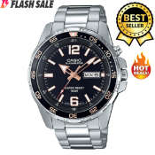 Casio Men's Water Resist Automatic Silver Black Stainless Watch